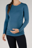 Nosečniška majica - basic - dolg rokav - jeans modra