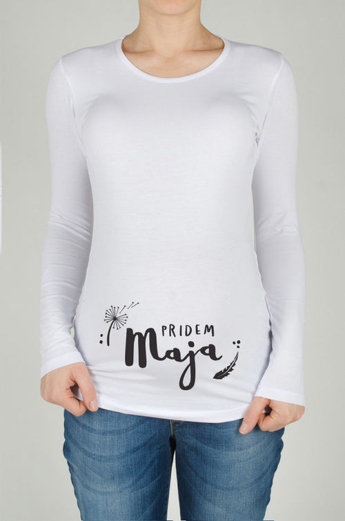 nosecniska-majica-pridem-maja-bela-popek