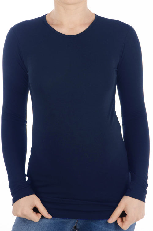 Nosečniška majica - basic - dolg rokav - temno modra