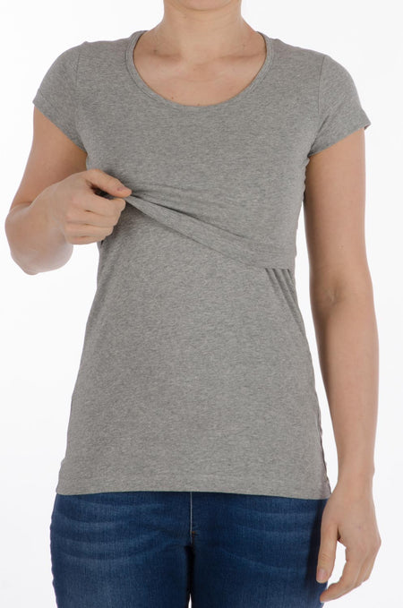 Majica za dojenje - dolg rokav - siva