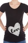 Nosečniška majica Love - srebrn srček - kratek in dolg rokav