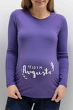 Nosečniška majica pridem avgusta - vijola - 38