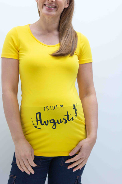 Nosečniška majica pridem avgusta - rumena -36