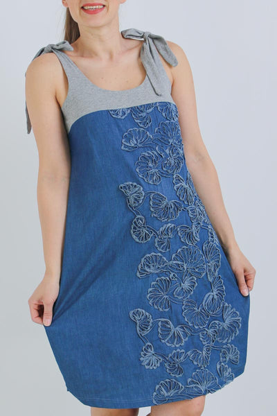 Nosečniška obleka z naramnicami - jeans - 42/44