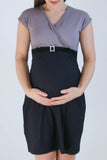 Obleka za nosečnost in dojenje - na preklop - cafe črna