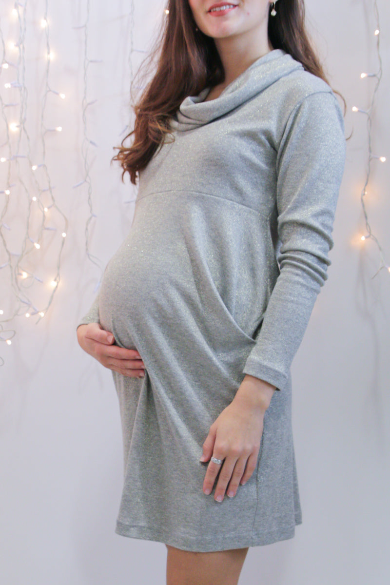 Nosečniška obleka z žepki- zlata