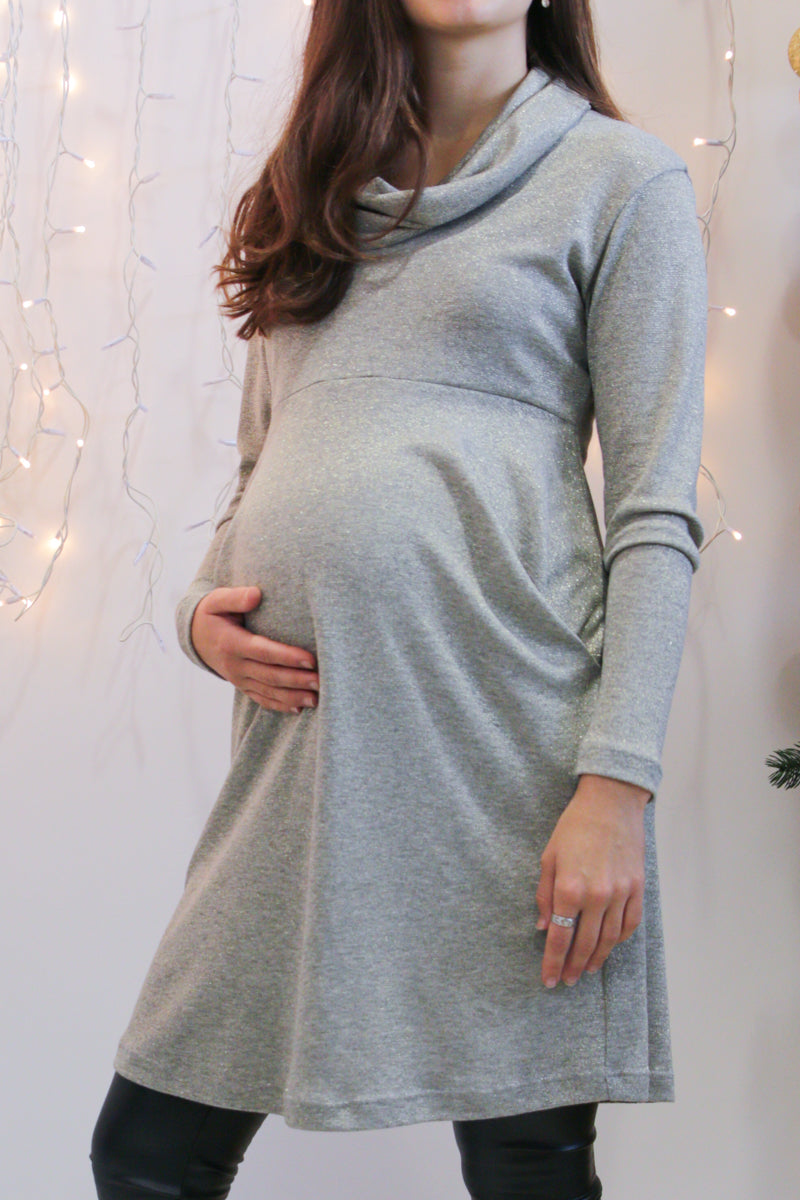 Nosečniška obleka z žepki- zlata