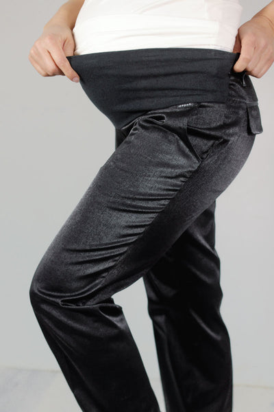 Nosečniške hlače - elegantne z žepi - z leskom - 38