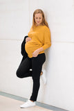 Nosečniške športno elegantne hlače - oprijete - črne PUNTA ROMA