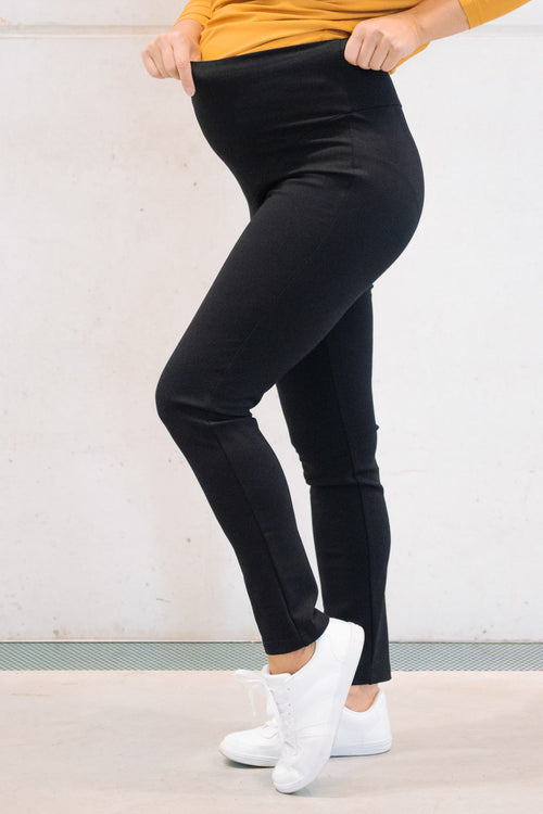 Nosečniške športno elegantne hlače - oprijete - črne PUNTA ROMA