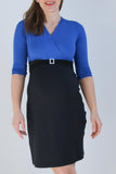Obleka za nosečnost in dojenje - 3/4 rokav - modro črna