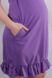 Obleka za nosečnost in dojenje z žepi - vijola