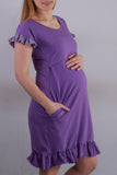 Obleka za nosečnost in dojenje z žepi - vijola