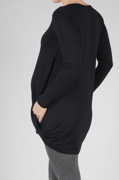 Nosečniška tunika - daljša - dolg rokav - črna barva
