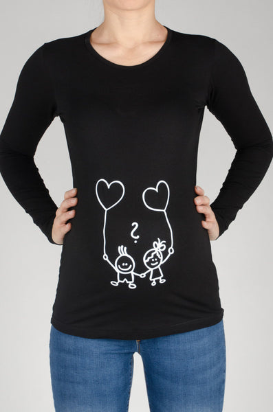 Nosečniška majica z napisom - Fantek ali punčka - Popek - spredaj