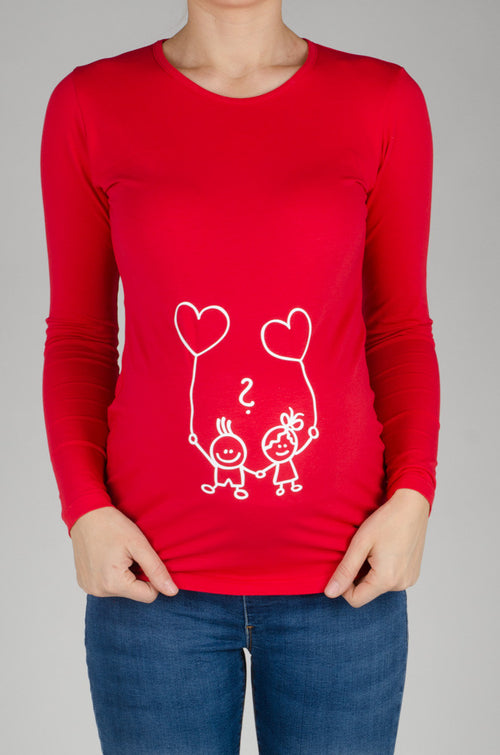 Nosečniška majica z napisom - Fantek ali punčka - Popek - motiv