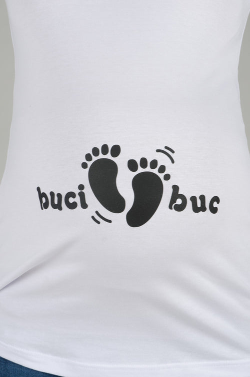 Nosečniška majica z motivom - Buci Buc - Popek - tisk