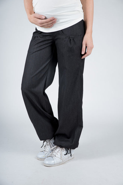 Nosečniške hlače jeans z vrvico - spredaj