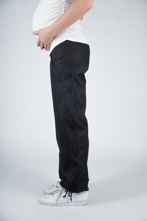 Nosečniške hlače jeans z vrvico - iz strani