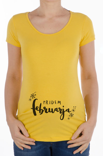 Nosečniška majica Pridem februarja - različne barve - dolg in kratek rokav