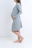 Spalna srajca za nosečnost in dojenje - dolg rokav - siva barva